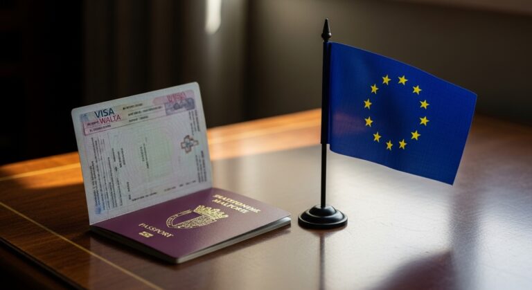 Passeport maltais et drapeau européen — programmes de résidence et citoyenneté à Malte