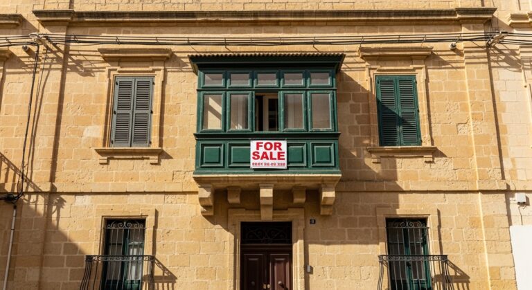 Vente d'un bien immobilier à Malte — maison traditionnelle maltaise avec balcon en bois