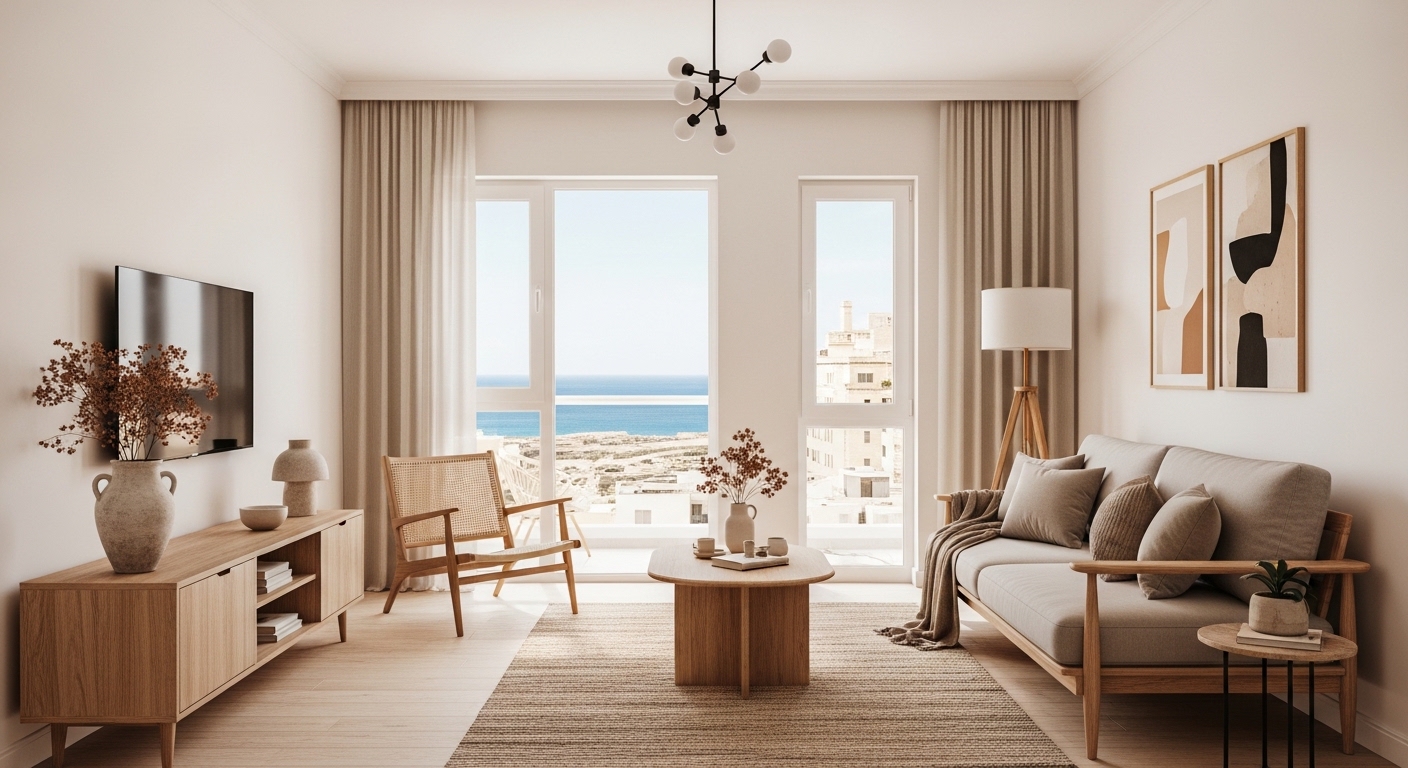 Location logement à Malte — appartement meublé moderne avec vue sur la mer Méditerranée