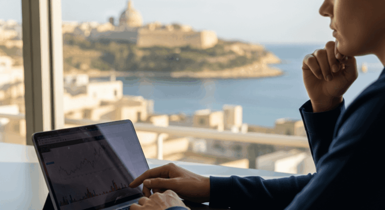 Personne travaillant sur un ordinateur portable avec un graphique boursier affiché